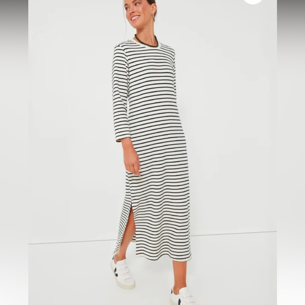 Pomander Place Navy Striped Gio Maxi Dress Small